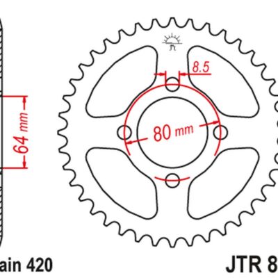 Zębatka Tylna 834 35 Yamaha TTR 90 '00-07, TTR 110 '08-16, V70/V75 '76-77, V90 '75-78, LB 80 '76-77, YB 100E '80-94 (83435JT) (Łańc. 420)