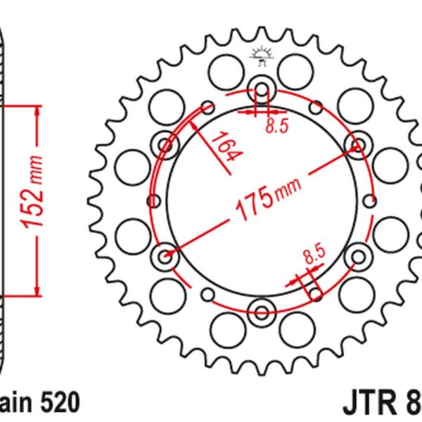 Zębatka Tylna 856 41 Aluminiowa Racelite Yamaha YZ/YZF ’88-’98 (85641JTA) (Łańc. 520) | JT