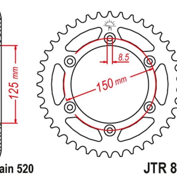 Zębatka Tylna 899 48 Aluminiowa Racelite KTM SX/EXC/Lc4 (91-25) (89948JTA) (Łańc. 520) | JT