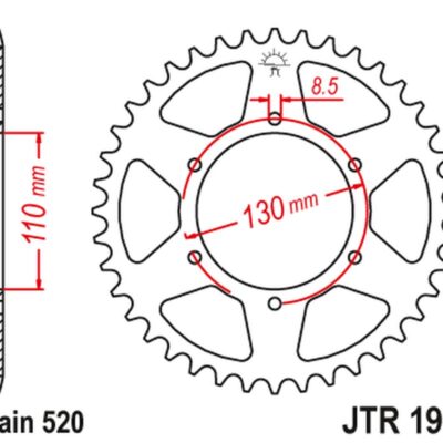 Zębatka Tylna Honda XR 200 '80-81', XL 250 '76-77' (Łańc520) | JT