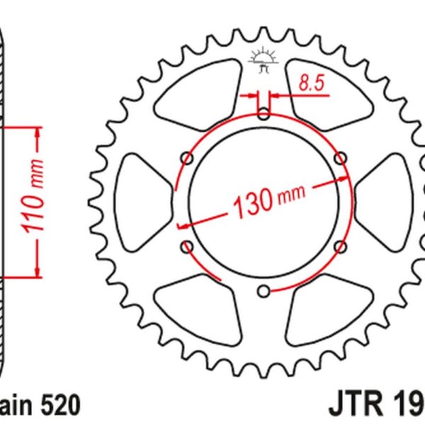 Zębatka Tylna Honda XR 200 ’80-81′, XL 250 ’76-77′ (Łańc520) | JT