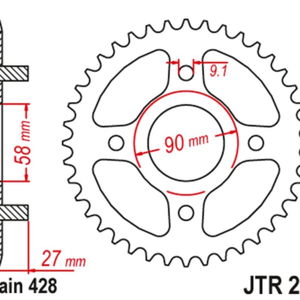 Zębatka Tylna 267 39 Honda CD 175 ’71-78′ (26739JT) (Łańc.428) NA Zamówienie | JT