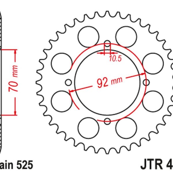 JT ZĘBATKA TYLNA JTR474 48 KAWASAKI KH 250 ’75-82′, S1 250 ’73-75′ (47448JT) (ŁAŃĆ.525) NA ZAMÓWIENIE