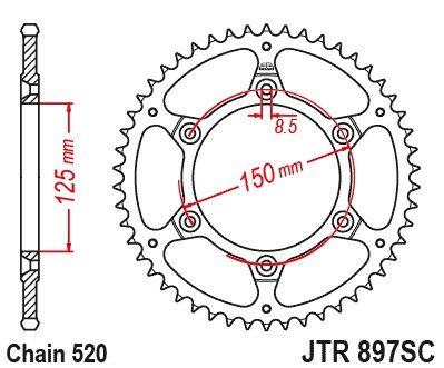 JT Zębatka napędowa - KTM EXC-F (EXCF) 350 / SIX... (2017-2024) - JTR897.47SC