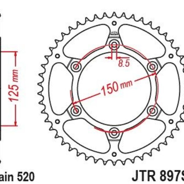 JT Zębatka napędowa – KTM EXC-F (EXCF) 350 / SIX… (2017-2024) – JTR897.46SC