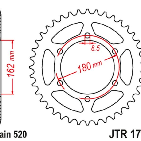 Zębatka Tylna Suzuki PE 250 ’80-82′, PE 400 ’80-81′ (Łańc.520) | JT