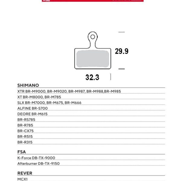 Bike PRO Klocki Hamulcowe Rowerowe Organiczne PRO Pasuje DO Shimano XTR BR-M9000, BR-M9020, BR-M987, BR-M988, BR-M985, XT BR-M8000, BR-M785, SLX BR-M7000, BR-M675, BR-M666, Deore BR-M615 | Moto-Master