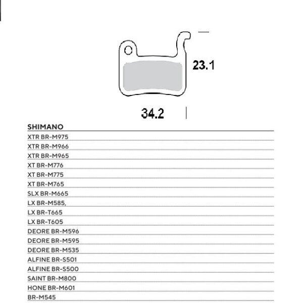 Bike PRO Klocki Hamulcowe Rowerowe Organiczne Sport Pasuje DO Shimano XTR BR-M975, BR-M966, BR-M965, XT BR-M776, BR-M775, BR-M765, SLX BR-M665, Saint BR-M800, Deore BR-M596, BR-M595, BR-M535 | Moto-Master