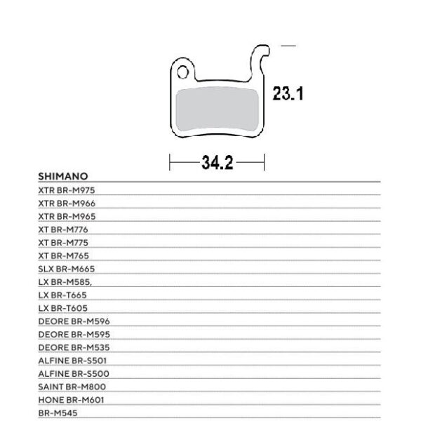 Bike PRO Klocki Hamulcowe Rowerowe Organiczne PRO Pasuje DO Shimano XTR BR-M975, BR-M966, BR-M965, XT BR-M776, BR-M775, BR-M765, SLX BR-M665, Saint BR-M800, Deore BR-M596, BR-M595, BR-M535 | Moto-Master