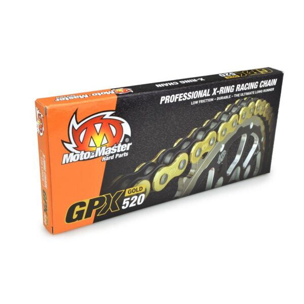 Łańcuch Napędowy GPX-520G Professional Motocross / ENDURO RACING X-RING CHAIN Kolor Złoty (120 Ogniw, Zapinka w Zestawie) | Moto-Master