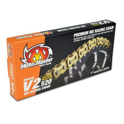 Łańcuch Napędowy V2-420G MX Racing Gold Chain Regular Kolor Złoty (130 Ogniw, Zapinka w Zestawie)