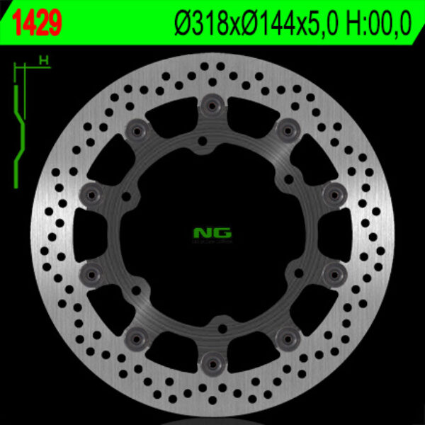 Tarcza Hamulcowa Przód Honda VF 750C ’94-’04, ST 1100 ’91-’01, VT 1100C ’92-’98, Triumph 900 (Pływająca) (318X144X5) (6X10,5MM) | NG