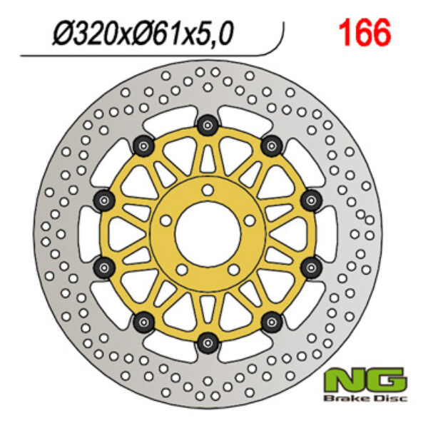 Tarcza Hamulcowa Przód Kawasaki VN 1500 Mean Streak – ’02-’04, VN 1600 Mean Streak – ’04-’08, Zx-12R/Zx-7R ’00-04, ZZR1100 ’93-01 (320X61X5Mm) (5X10,5Mm) Wave Pływająca | NG
