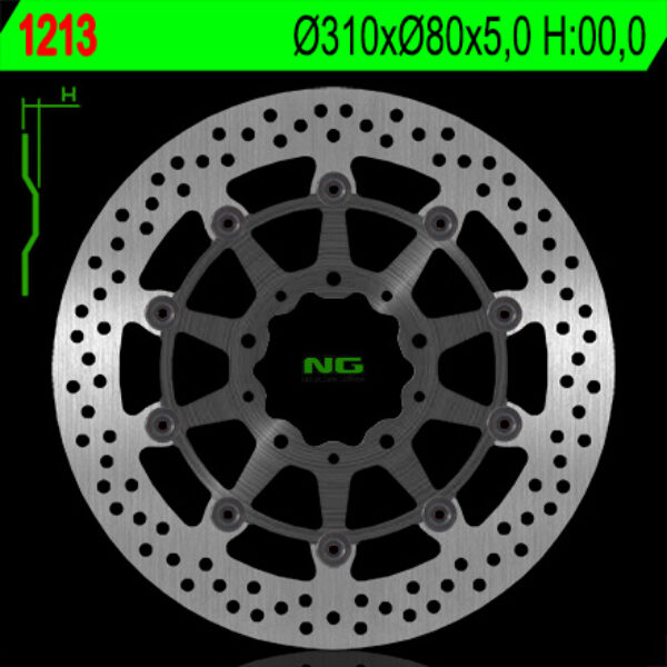 Tarcza Hamulcowa Przód Kawasaki ZX6R 636 13-16, Z800 12-17, ZX10R 08-15, Z1000 14-20, ZZR1400 06-17, GTR1400 07-18, ZX14 07-15 (310X80X5) Pływająca | NG