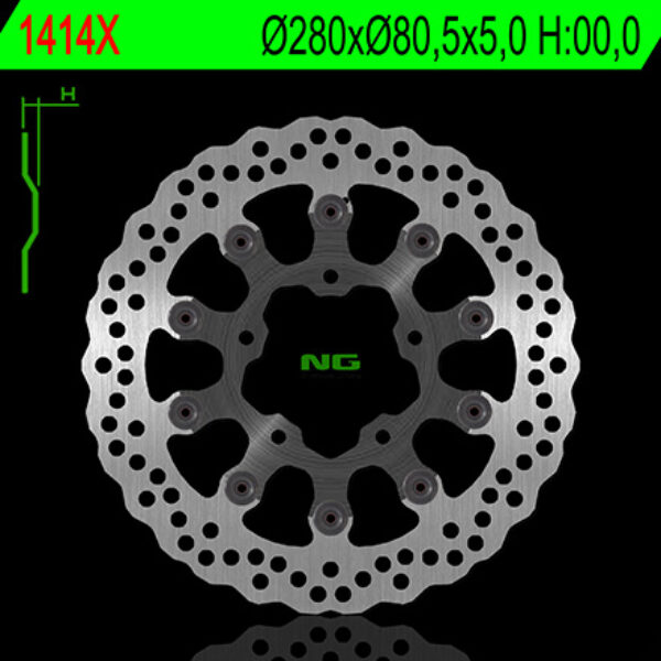 Tarcza Hamulcowa Przód Kawasaki ZX6R / 6RR / 636 ’03-’04 (280X80, 5X5, 0) (5X10,5MM) | NG