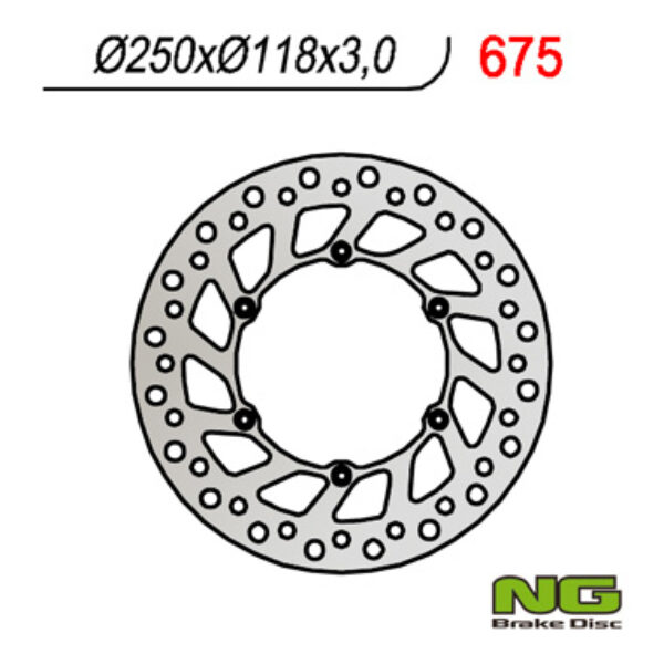 NG TARCZA HAMULCOWA PRZÓD SUZUKI RM/RMZ 250/DRZ, YAMAHA YZ/YZF/WR 02-19 (250X118X3) (6X6,5MM) WAVE – ZASTĘPUJE NG854