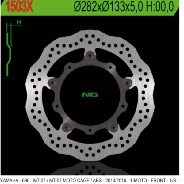 Tarcza Hamulcowa Przód Yamaha MT-07 / ABS ’13-17, Tracer 700 ’16-’17, XSR 700 / ABS ’16-17 Wave (282X133X5) (5X8,5Mm) | NG