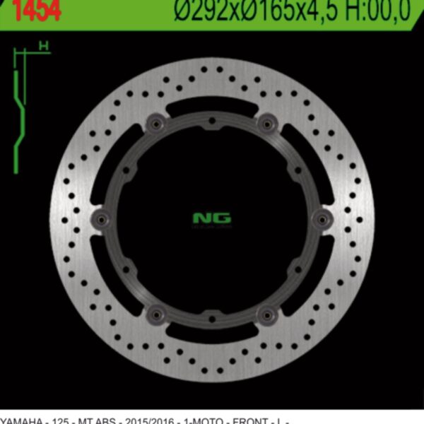 Tarcza Hamulcowa Przód Yamaha YZF 125R ABS ’14-’20, MT 125 ABS ’15-’20 Pływająca (292X165X4,5MM) (6X8,5MM) | NG