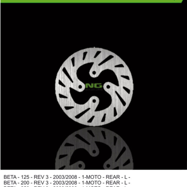 NG TARCZA HAMULCOWA TYŁ BETA REV 3 125/200/250/270 ’03-’08 (165X3) (4X10,5MM)