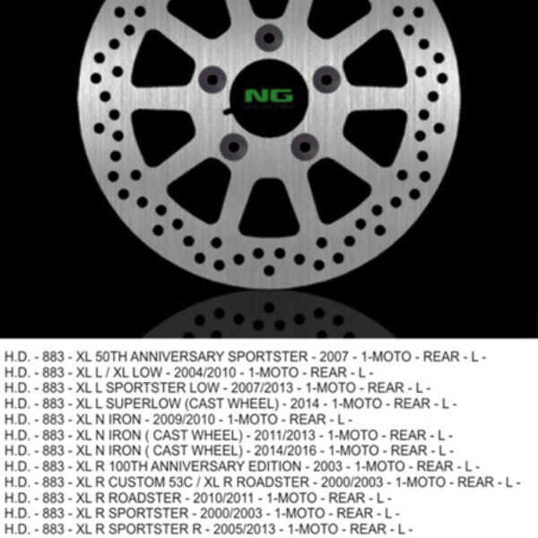 Tarcza Hamulcowa Tył Harley Davidson 883/1200 (260X56, 3X6) (5X10,5MM) | NG