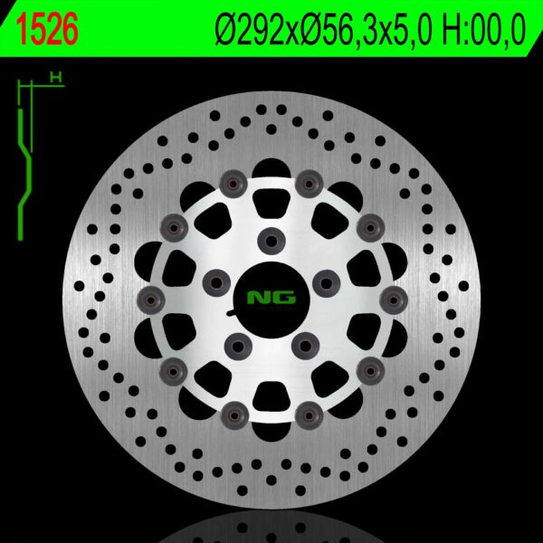 Tarcza Hamulcowa Tył Harley Davidson Softail 1690/1800 12-17, DYNA ’00-’17, Sportster ’00-’13, Touring ’00’08 Pływająca (292X56, 3X5,0MM) (5X10,5MM) | NG