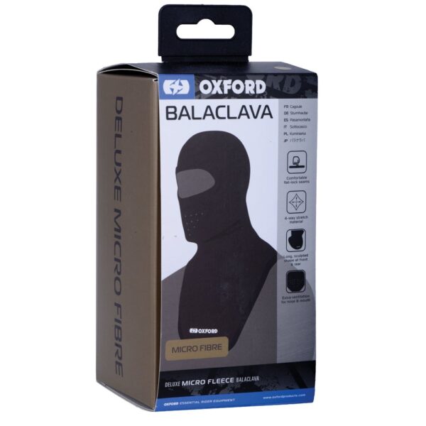 Kominiarka z Mikro Fibry z Dużym Otworem NA Oczy Deluxe Balaclava Micro Fiber Kolor Czarny | Oxford