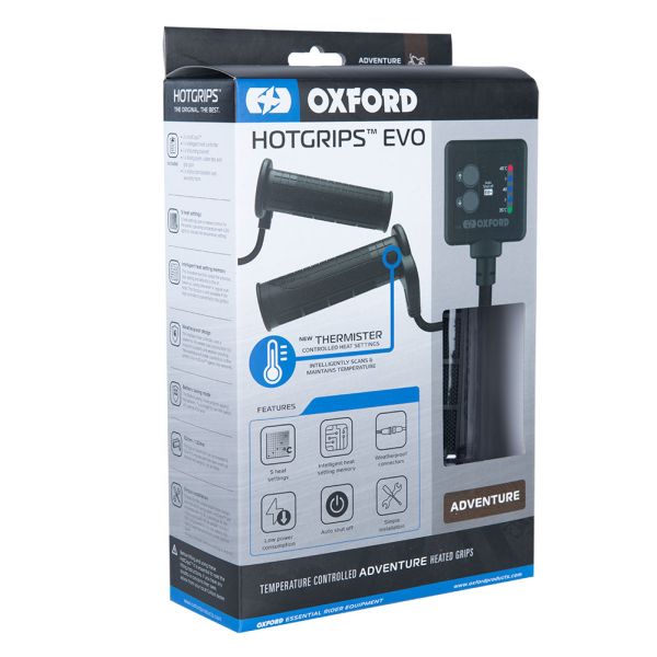OXFORD WYPRZEDAŻ MANETKI PODGRZEWANE DO MOTOCYKLA EVO ADVENTURE Z PANELEM STERUJĄCYM I TERMOSTATEM DO KIEROWNICY 22MM DŁUGOŚĆ 122-132MM (EL)