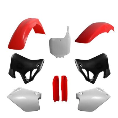 Komplet Plastików Honda CR 125 '95-'97; CR 250 '95-'96 w Zestawie Tablica Przednia (8673000002) i Osłony Amortyzarorów (8394000003) Kolor OEM