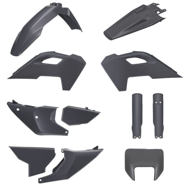 Komplet Plastików Husqvarna TE/FE ’24-’25 w Zestawie Osłona Lampy Przedniej (8681500003) i Osłony Amortyzatorów (8476600003) Kolor Szary (N-Gray) | Polisport