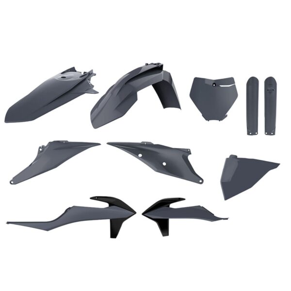 Komplet Plastików KTM SX/SX-F ’19-’22 w Zestawie Tablica Przednia (8666400007) i Osłony Amortyzatorów (8398600011) Kolor SZARY NARDO GREY | Polisport | emotoshop24