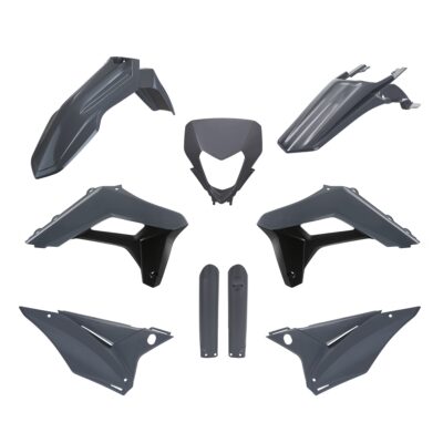 Komplet Plastików Sherco SE-R/Sef-R '24 w Zestawie Osłona Lampy (8681100011) i Osłony Amortyzatorów (8398600011) Kolor Szary Negro