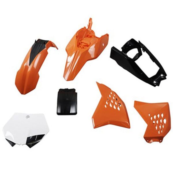Komplet Plastików KTM SX 65 ’12-’15 Zestaw Zawiera Osłonę Amortyzatora Tył (8905600001) Kolor Pomarańczowy CZARNY OEM | Polisport | emotoshop24