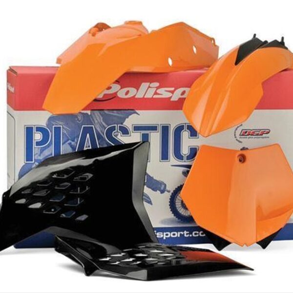 Komplet Plastików KTM SX 85 ’13-’17 Zestaw Zawiera Osłonę Amortyzatora Tył (8906200001) Kolor Pomarańczowy OEM | Polisport