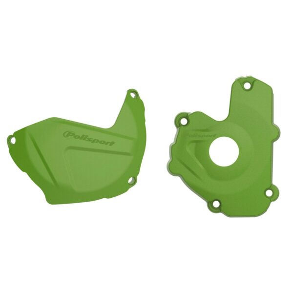 Zestaw Osłona Pokrywy (DEKLA) Alternatora ORAZ Osłona Pokrywy Sprzęgła Kawasaki KX 250F ’13-’16 Kolor Zielony (8460800002+8435800002) | Polisport | emotoshop24