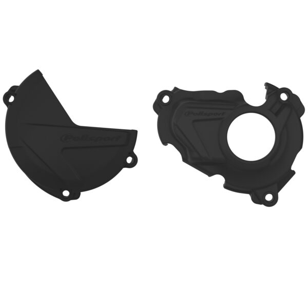 Zestaw Osłona Pokrywy (DEKLA) Alternatora ORAZ Osłona Pokrywy Sprzęgła i Osłony Pompy WODY Yamaha YZ 250F ’19-’26 (8471000001+8471200001+8484500001) Kolor CZARNY | Polisport | emotoshop24