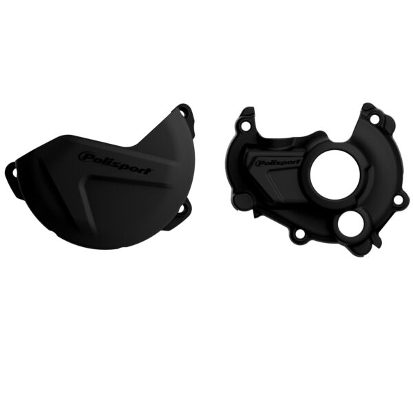 Zestaw Osłona Pokrywy (DEKLA) Alternatora ORAZ Osłona Pokrywy Sprzęgła i Osłony Pompy WODY Yamaha YZ 250F ’15-’18 (8460600001+8454900001+8484500001) Kolor CZARNY | Polisport | emotoshop24