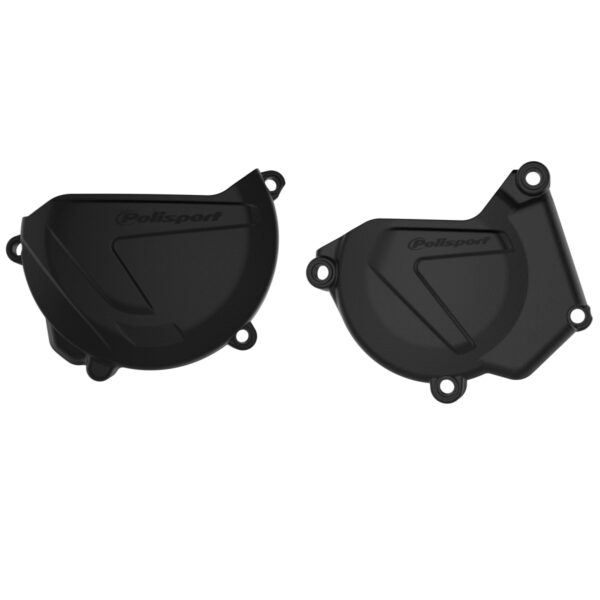 Zestaw Osłona Pokrywy (DEKLA) Alternatora ORAZ Osłona Pokrywy Sprzęgła Yamaha YZ 250 ’05-’26 (8464500001+8463700001) Kolor CZARNY | Polisport | emotoshop24