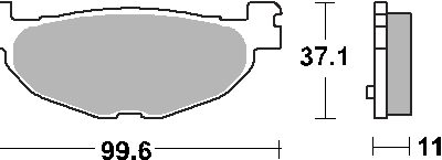 SBS PROMOCJA KLOCKI HAMULCOWE KH408 STREET STANDART CERAMIC YAMAHA YP 400 MAJESTYT '04-'13, XP 500 T-MAX '04-'11 KOLOR CZARNY TYŁ