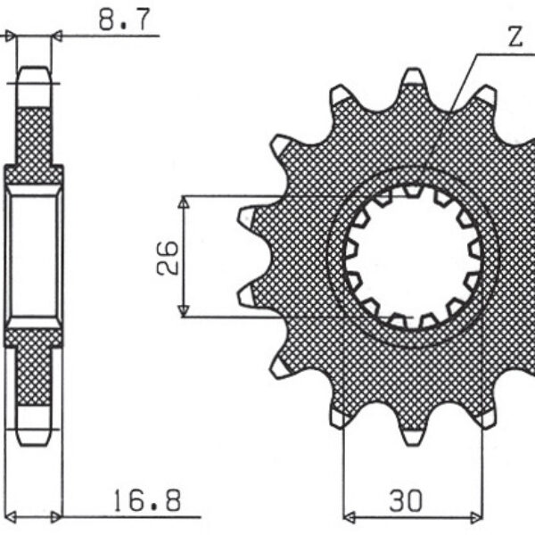 SUNSTAR ZĘBATKA PRZEDNIA 347 16 HONDA CBR 1000RR ’04-’16, CBF 1000, CBR 900/929/954 (JTF333.16) (ŁAŃC. 530) (34716JT)