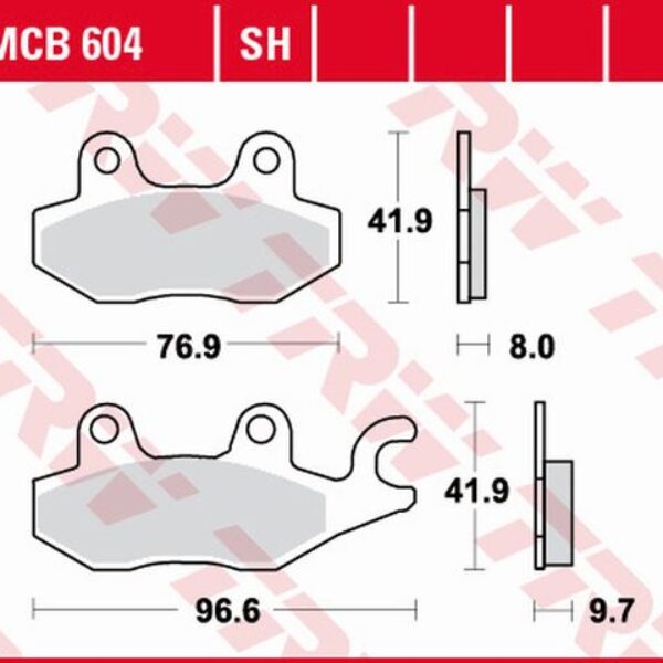 Klocki Hamulcowe Kh165/2 Organic Suzuki DR 800 97-99, Triumph Tiger 1050 07-13, Dytona 1200 93-97, Trophy 1200 94-03, Yamaha XTZ 750 89-97, Tył | TRW ZF