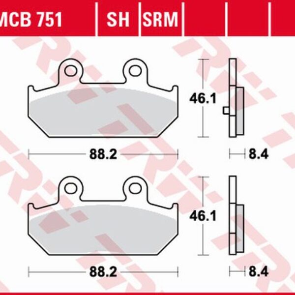 Klocki Hamulcowe KH412 Organic Suzuki AN 400 Burgman 07-15, AN 650 Burgman 04-16, Tył | TRW ZF