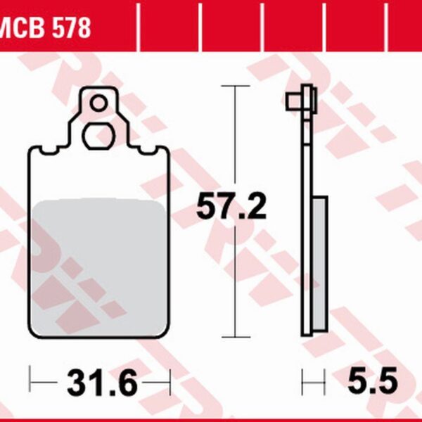 Klocki Hamulcowe KH116 Organic Aprilia Af-1/ET/RS 50 ’87-’94, Benelli Chrono 50 ’92-’93, Beta Chrono 50 ’92-’93, Suzuki DT 50R ’96-’97, Przód | TRW ZF