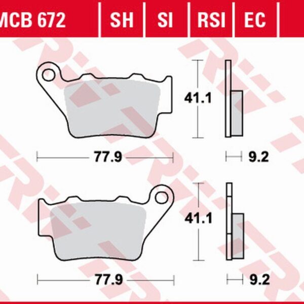 Klocki Hamulcowe KH213 ECO Organic Honda NX 500/650 Dominator ’95-’01, SLR 650 ’97-’98, KTM SX/EXC/Egs/Lc4/Duke 125/250/300/350/360/390/400/450/500/520/525/620/625/690, Yamaha WR 125R/X ’09-’17, TT 600E ’96-’99, TT-R 600 ’97-’04 Tył | TRW ZF