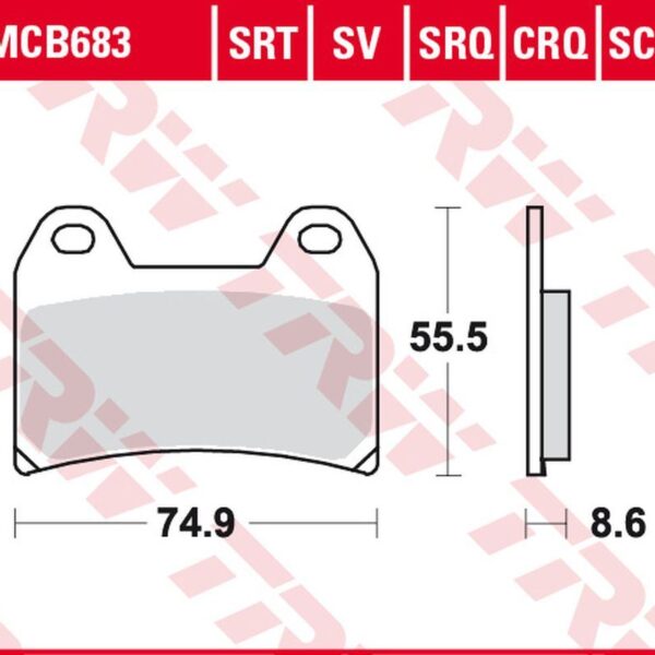 Klocki Hamulcowe KH244 Sinter Track Aprilia RS 250 ’97-, RSV 1000 Mile/R ’98-’00, Ducati 748/800/900/916/996 ’97-’03, KTM SMC 625/660/Lc4 640 Supermoto ’04-’06, SM 690 ’07-’10, Moto Guzzi V11 ’01-’06, Sport 1200 ’06-’14, Przód | TRW ZF