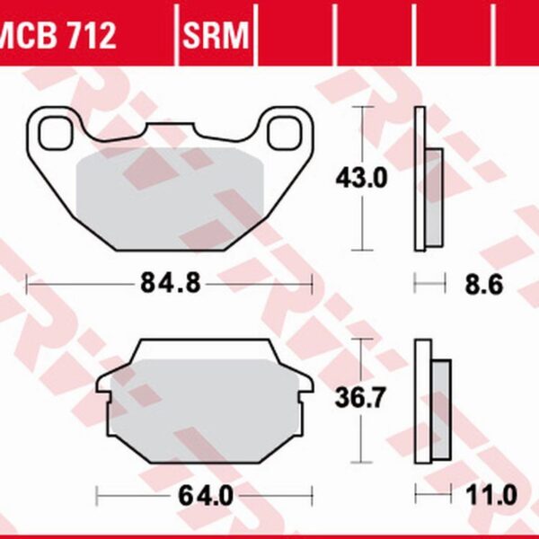 Klocki Hamulcowe KH305 Organic Kawasaki KFX 50/90 ’07-, SYM Joyride 125/150 ’01-’07 Tył, Kymco People 50 2T ’00-’17, 4T ’07-’17, People 125 ’01-’16, People 200 ’05-’15, Agility 50 ’06-, Przód | TRW ZF