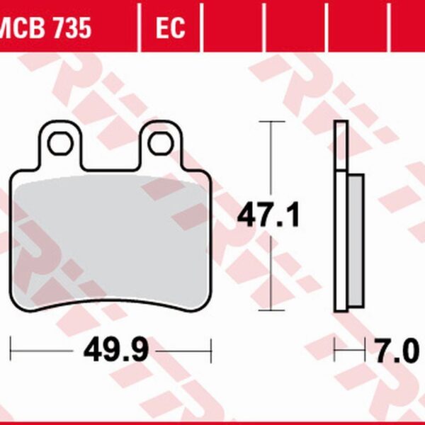 Klocki Hamulcowe KH350 ECO Organic Derbi Senda ’07-’16, Cross City 125 ’07-’16, Senda 125 ’04-’14, Peugeot Elystar 50/125/150 ’02-’07, Geopolis 250/400 ’07-’12, Rieju Tango 50 ’07-, Yamaha DT 50R/X ’02-’08, XT 125R/X ’05-’12 Tył | TRW ZF