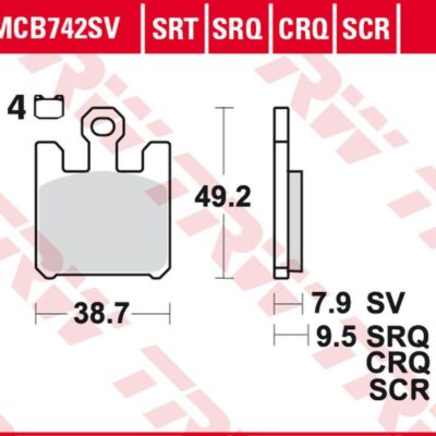 TRW Klocki hamulcowe - KAWASAKI ZX-6RR 600 (2003-2007) - MCB742CRQ