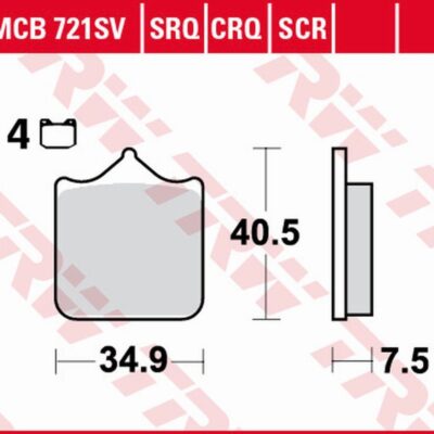 Klocki Hamulcowe Kh604/4 Sinter Track Aprilia RSV 1000 Mile/R '01-'03, RSV 1000R '04-'10, Ducati 748/749/996/998/999 '01-'07, KTM 690 SM/SMC '08-'16, LC8 950/990 Supermoto/Superduke '05-'13, Triumph Speed Triple 1050 '08-'15 Przód | TRW ZF