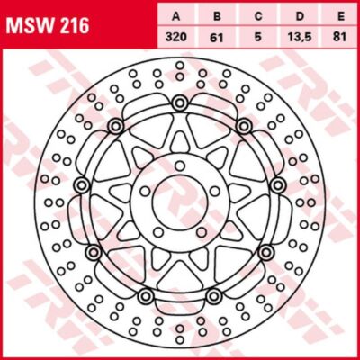 Tarcza Hamulcowa Przód Kawasaki Zx-7R/Rr '96-'02, ZXR 750 '91-'95, ZX-9R '94-'04, ZZR 1100 '93-'01, ZX-12R '00-'03, ZZR 1200 '02-'05, VN 1500/1600 Mean Strek '02-'05, Suzuki VZ 1600 Marauder '04-'05 (320X61X5Mm) Wave | TRW ZF