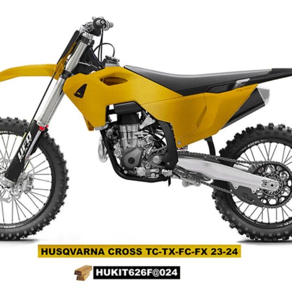 Komplet Plastików z Osłonami Teleskopów Husqvarna TC 125 / 250 ’23-’24, FC 250 / 350 / 450 ’23-’24, FX 350 / 450 ’23-’24, TX 300 ’24, Kolor Złoty – | UFO